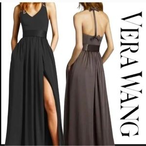 White by Vera Wang black bridesmaid dress.